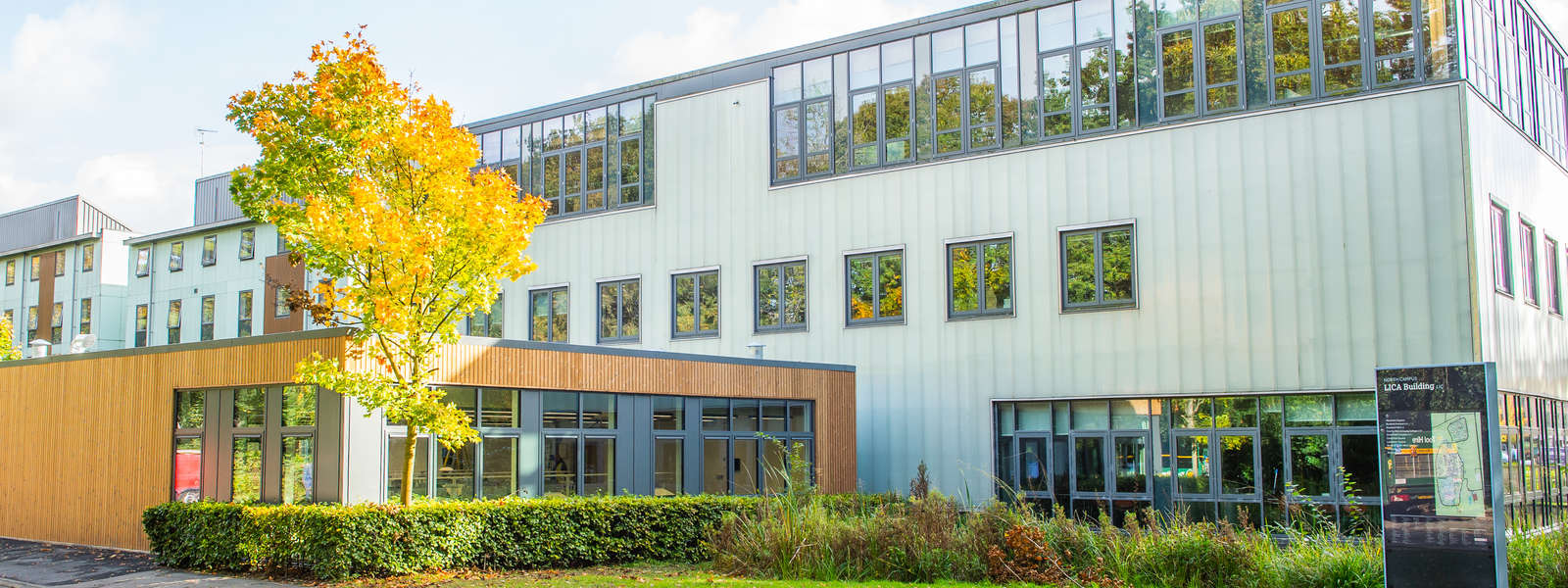 Architecture building and Lica building in autumn. 